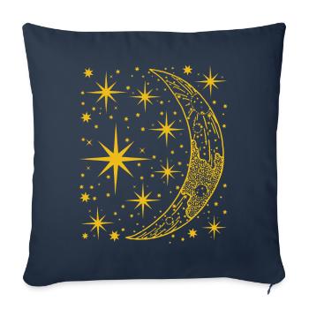 crescent moon. Night sky - Sofa pillowcase 17,3'' x 17,3'' (45 x 45 cm) - navy - Front