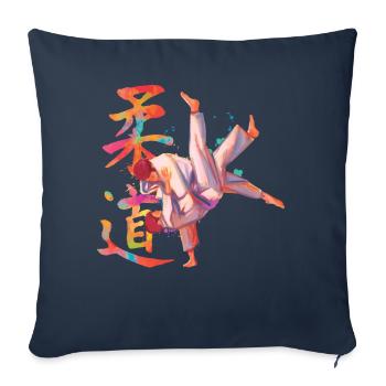 Sportif Judo Arts martiaux Japon - Housse de coussin décorative 45 x 45 cm - bleu marine - Devant
