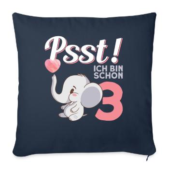 Girls Children's Birthday 3rd Birthday - Sofa pillowcase 17,3'' x 17,3'' (45 x 45 cm) - navy - Front