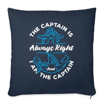 Le capitaine a toujours raison et je suis capitaine - Housse de coussin décorative 45 x 45 cm - bleu marine - Devant