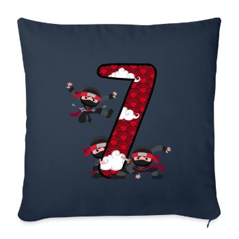 7th Birthday Young Ninja 7 Years Ninja Costume - Sofa pillowcase 17,3'' x 17,3'' (45 x 45 cm) - navy - Front