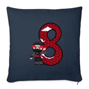 8ème anniversaire Garçon Ninja 8 ans Ninja Costume - Housse de coussin décorative 45 x 45 cm - bleu marine - Devant