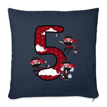 5th Birthday Young Ninja 5 Years Ninja Costume - Sofa pillowcase 17,3'' x 17,3'' (45 x 45 cm) - navy - Front