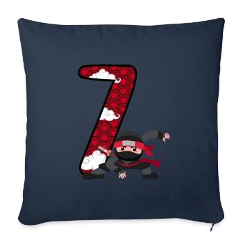 7th Birthday Young Ninja 7 Years Ninja Costume - Sofa pillowcase 17,3'' x 17,3'' (45 x 45 cm) - navy - Front