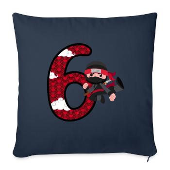 6th Birthday Young Ninja 6 Years Ninja Costume - Sofa pillowcase 17,3'' x 17,3'' (45 x 45 cm) - navy - Front