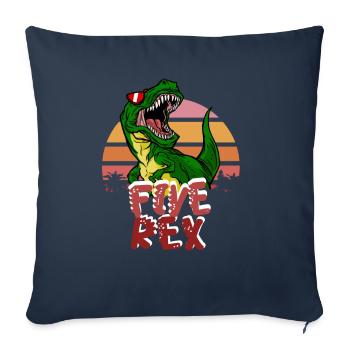 5ème anniversaire Garçon cinq Rex Dinosaur Dino - Housse de coussin décorative 45 x 45 cm - bleu marine - Devant