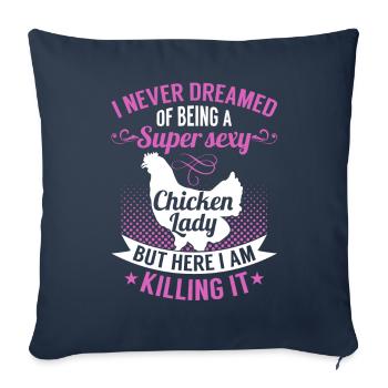 Poulets & Poule Cher Agriculteur Agriculteur - Housse de coussin décorative 45 x 45 cm - bleu marine - Devant