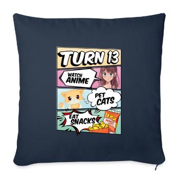 13ème anniversaire Anime Girl - Housse de coussin décorative 45 x 45 cm - bleu marine - Devant