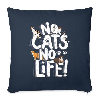 Pas de chats pas de vie chats Saint-Valentin - Housse de coussin décorative 45 x 45 cm - bleu marine - Devant