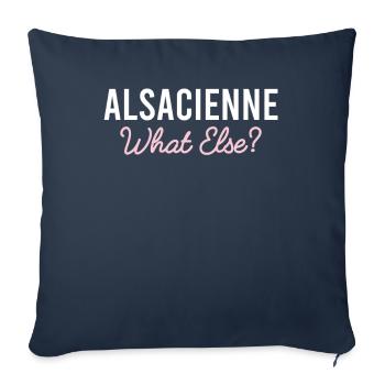 Alsacienne idée cadeau région Alsace France humour - Housse de coussin décorative 45 x 45 cm - bleu marine - Devant