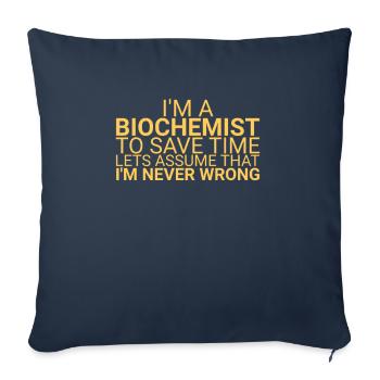« | du temps des biochimistes Biochimie » - Housse de coussin décorative 45 x 45 cm - bleu marine - Devant