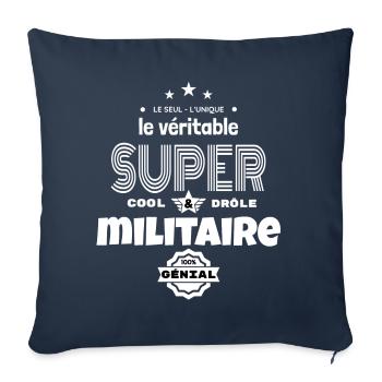 super militaire 100% génial humour - Housse de coussin décorative 45 x 45 cm - bleu marine - Devant