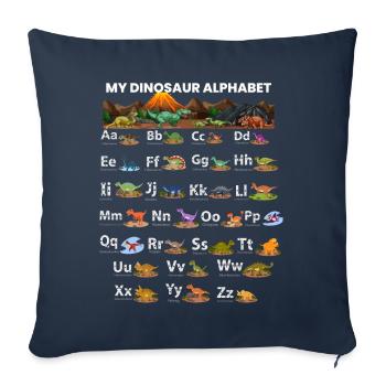 Mes amoureux des dinosaures ABC Kids Dino Alphabet - Housse de coussin décorative 45 x 45 cm - bleu marine - Devant
