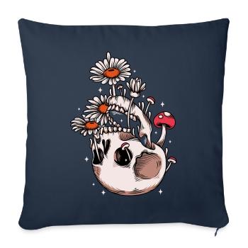 Mushroom Collector Skull Morel Mycologist Porcini - Sofa pillowcase 17,3'' x 17,3'' (45 x 45 cm) - navy - Front