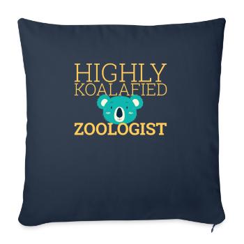« Zoologiste Koalafied | Zoologie » - Housse de coussin décorative 45 x 45 cm - bleu marine - Devant