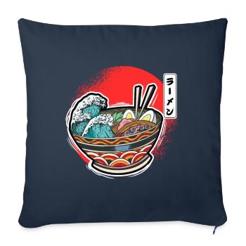 Ramen Bowl Wave Soupe de nouilles japonaises - Housse de coussin décorative 45 x 45 cm - bleu marine - Devant