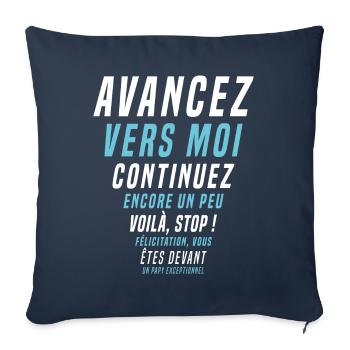 Papy idée cadeau grand père humour citation humour - Housse de coussin décorative 45 x 45 cm - bleu marine - Devant