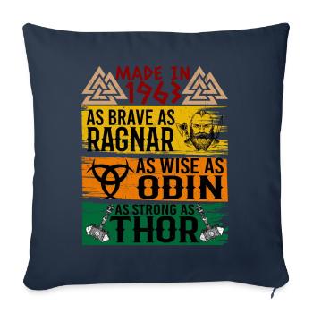 Fabriqué en 1963 aussi courageux que Ragnar si sage - Housse de coussin décorative 45 x 45 cm - bleu marine - Devant