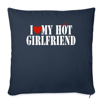 J’aime ma chemise de petite amie chaude I Heart My GF - Housse de coussin décorative 45 x 45 cm - bleu marine - Devant