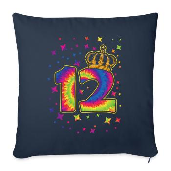 Tie-dye fête d’anniversaire 12 ans 12 ans - Housse de coussin décorative 45 x 45 cm - bleu marine - Devant