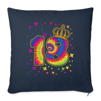 Tie-dye fête d’anniversaire 18 ans 18 ans - Housse de coussin décorative 45 x 45 cm - bleu marine - Devant