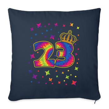 Tie-dye Fête d’anniversaire 23 ans Célébrant - Housse de coussin décorative 45 x 45 cm - bleu marine - Devant
