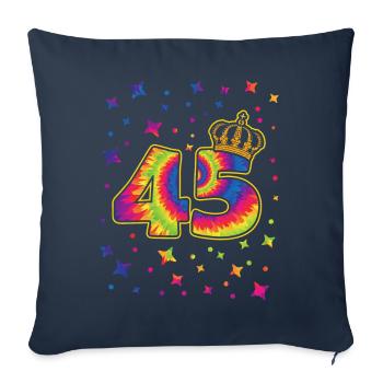 Tie-dye fête d’anniversaire 45 ans 45 ans - Housse de coussin décorative 45 x 45 cm - bleu marine - Devant