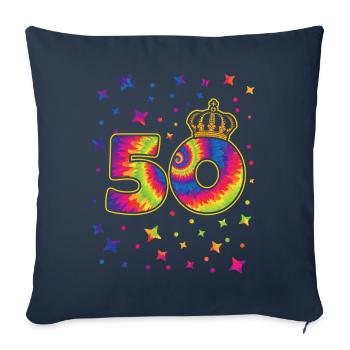 Tie-dye fête d’anniversaire 50 ans 50 ans - Housse de coussin décorative 45 x 45 cm - bleu marine - Devant
