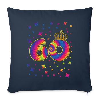 Tie-dye Fête d’anniversaire 60 ans 60 ans - Housse de coussin décorative 45 x 45 cm - bleu marine - Devant