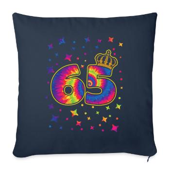 Tie-dye fête d’anniversaire 65 ans 65 ans - Housse de coussin décorative 45 x 45 cm - bleu marine - Devant