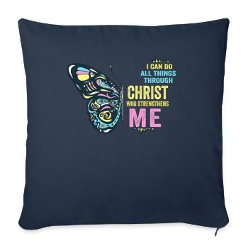 I Can Do All Things Through Christ Strengthens - Sofa pillowcase 17,3'' x 17,3'' (45 x 45 cm) - navy - Front