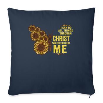 I Can Do All Things Through Christ Strengthens - Sofa pillowcase 17,3'' x 17,3'' (45 x 45 cm) - navy - Front