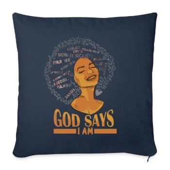Une fille afro-américaine Dieu dit que je suis black pride - Housse de coussin décorative 45 x 45 cm - bleu marine - Devant
