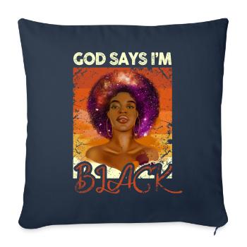 Une fille afro-américaine Dieu dit que je suis black pride - Housse de coussin décorative 45 x 45 cm - bleu marine - Devant