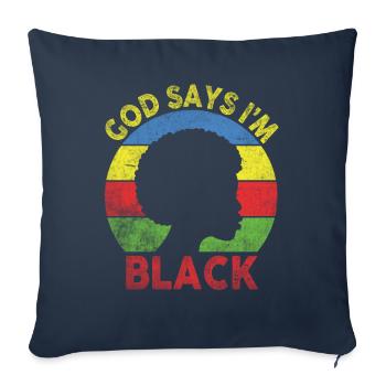 Une fille afro-américaine Dieu dit que je suis black pride - Housse de coussin décorative 45 x 45 cm - bleu marine - Devant