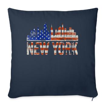 New York Skyline Heartbeat Statue of Liberty - Sofa pillowcase 17,3'' x 17,3'' (45 x 45 cm) - navy - Front