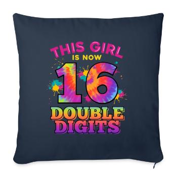 Cette fille a maintenant 16 chiffres à deux chiffres 16. - Housse de coussin décorative 45 x 45 cm - bleu marine - Devant