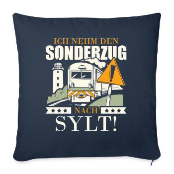 Je prendrai le train spécial pour Sylt - Housse de coussin décorative 45 x 45 cm - bleu marine - Devant
