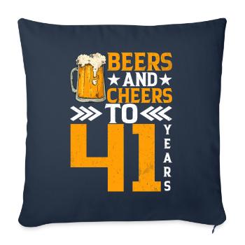 Cheers And Beer On 41 Years Frothy Mug Of Beer - Sofa pillowcase 17,3'' x 17,3'' (45 x 45 cm) - navy - Front