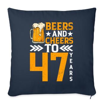 Cheers And Beer To 47 Years Frothy Mug Of Beer - Sofa pillowcase 17,3'' x 17,3'' (45 x 45 cm) - navy - Front