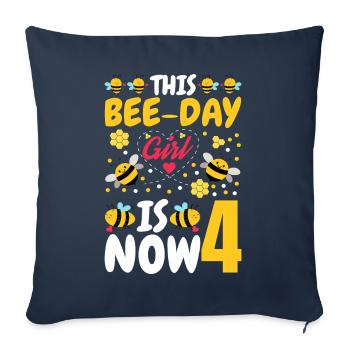 Cette fille du jour des abeilles a maintenant 4 ans. 4. - Housse de coussin décorative 45 x 45 cm - bleu marine - Devant