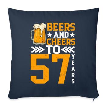 Cheers And Beer To 57 Years Frothy Mug Of Beer - Sofa pillowcase 17,3'' x 17,3'' (45 x 45 cm) - navy - Front