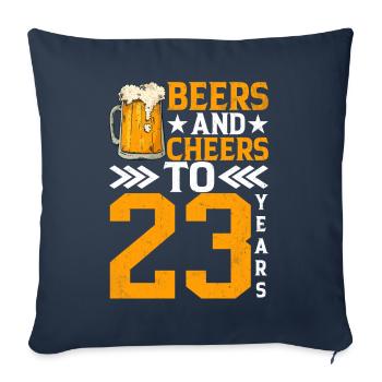 Cheers And Beer To 23 Years Frothy Mug Of Beer - Sofa pillowcase 17,3'' x 17,3'' (45 x 45 cm) - navy - Front