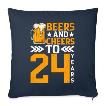 Cheers And Beer To 24 Years Frothy Mug Of Beer - Sofa pillowcase 17,3'' x 17,3'' (45 x 45 cm) - navy - Front