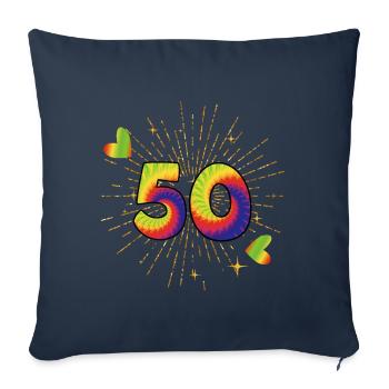 Tie-dye fête d’anniversaire 50 ans 50 ans - Housse de coussin décorative 45 x 45 cm - bleu marine - Devant