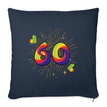 Tie-dye Fête d’anniversaire 60 ans 60 ans - Housse de coussin décorative 45 x 45 cm - bleu marine - Devant