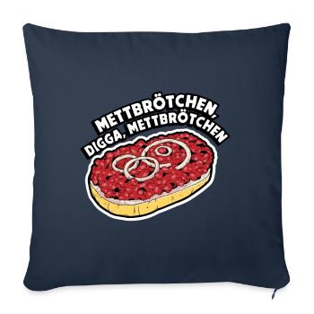 Mettbrötchen digga Mettbrötchen Metzger - Sofakissenbezug 45 x 45 cm - Navy - Vorne
