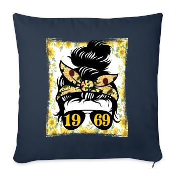 Sunflower Mama Née 1969 Anniversaire - Housse de coussin décorative 45 x 45 cm - bleu marine - Devant