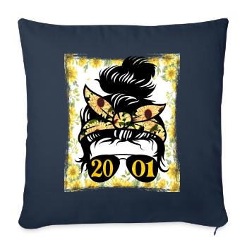 Sonnenblume Mama Geboren 2001 Geburtstag - Sofakissenbezug 45 x 45 cm - Navy - Vorne
