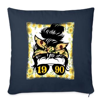 Sonnenblume Mama Geboren 1990 Geburtstag - Sofakissenbezug 45 x 45 cm - Navy - Vorne
